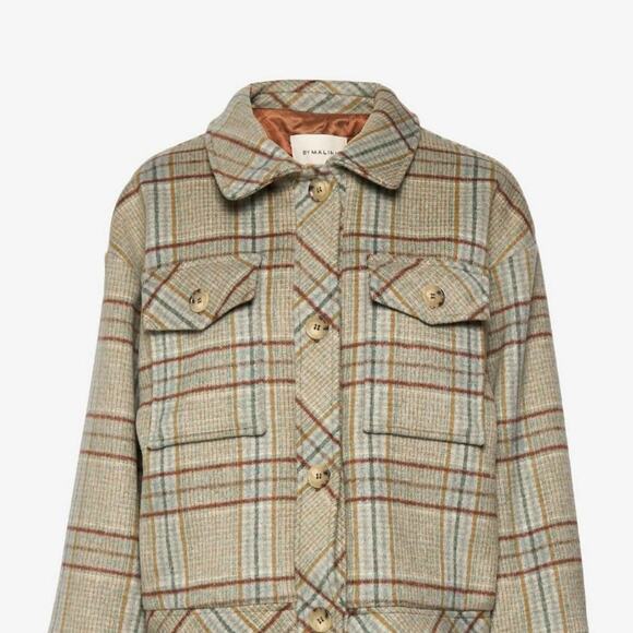 BY MALINA Holly Jacket Multi Check Plaid Wool Shacket - Picture 6 of 11